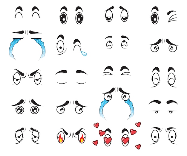 Premium Vector | Cute cartoon eyes set.