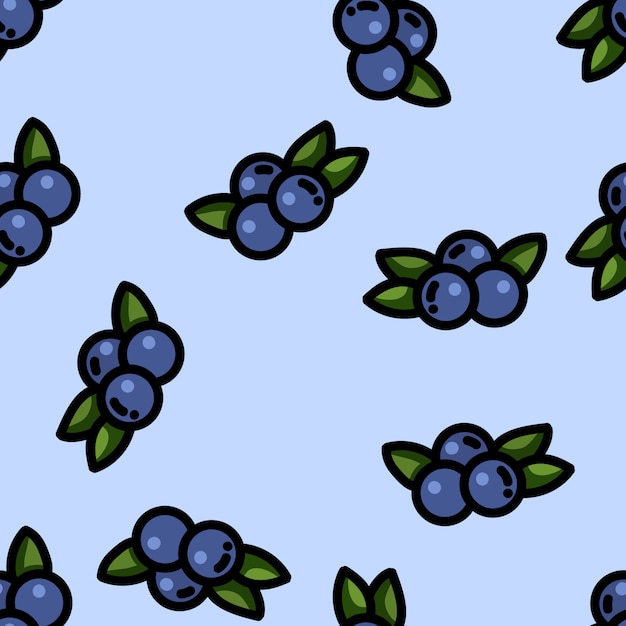 Premium Vector Cute cartoon flat style blueberry seamless pattern
