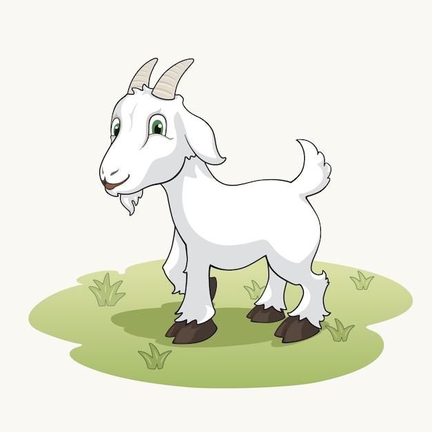 Premium Vector | Cute cartoon goat on the grass