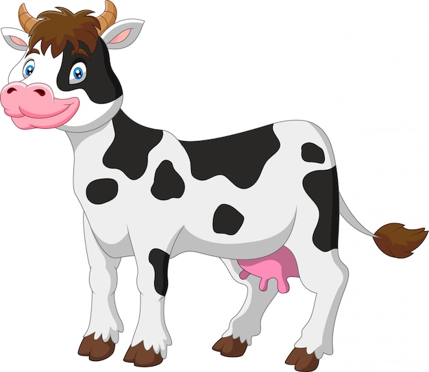 Premium Vector | Cute cartoon happy cow standing