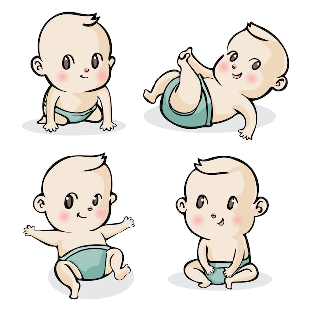 Premium Vector | Cute cartoon little babies set