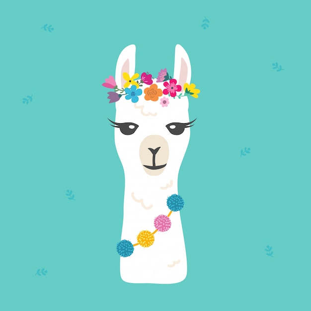 Cute cartoon llama alpaca character graphic | Premium Vector