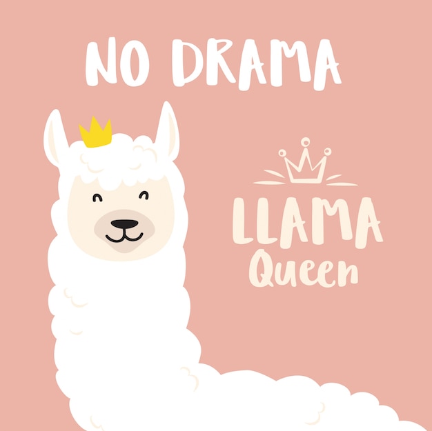  Cute  cartoon  llama  design with motivational quote Vector 