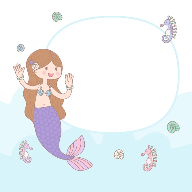 Premium Vector | Cute cartoon mermaid