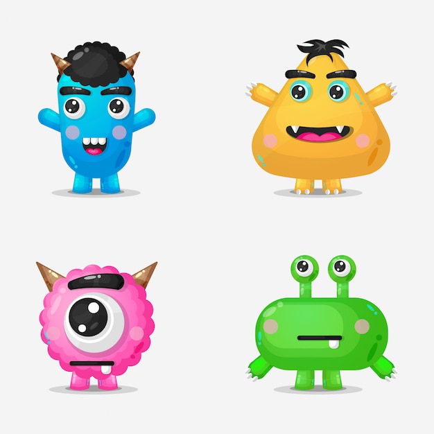 Premium Vector | Cute cartoon monsters design collection