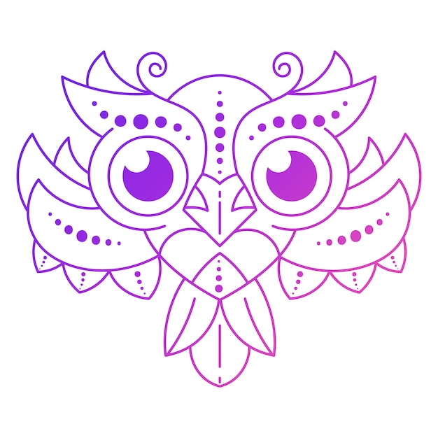 Download Cute cartoon owl with feathers on dark background Vector ...