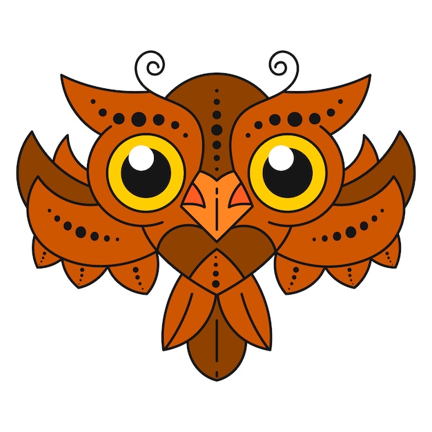 Download Cute cartoon owl with feathers Vector | Premium Download