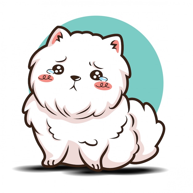 Cute cartoon pomeranian dog character | Premium Vector