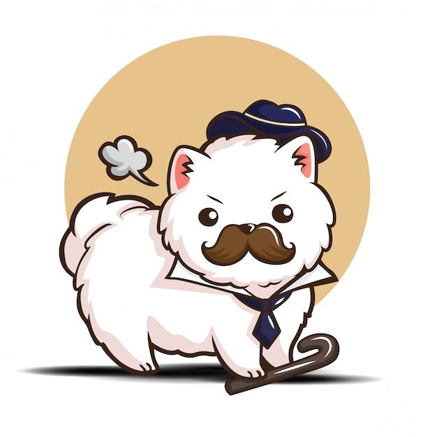 Cute cartoon pomeranian dog character | Premium Vector