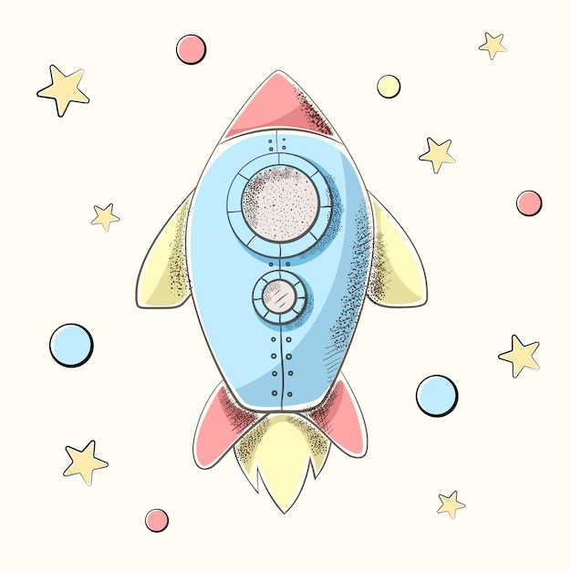 Premium Vector Cute Cartoon Rocket Illustration