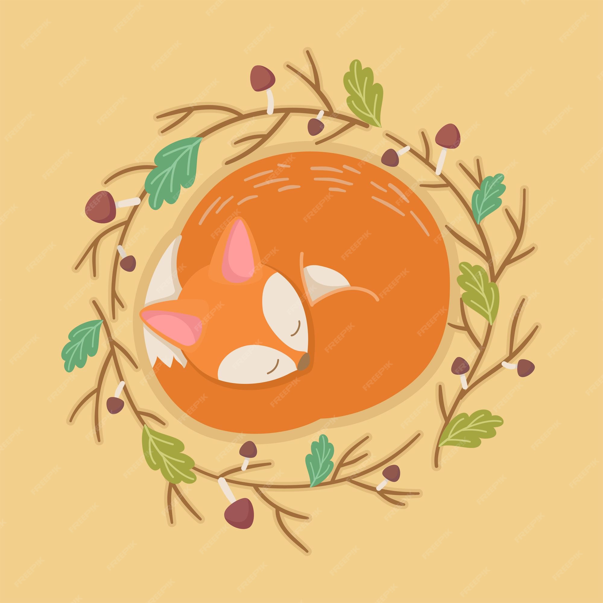 Premium Vector | Cute cartoon sleeping fox