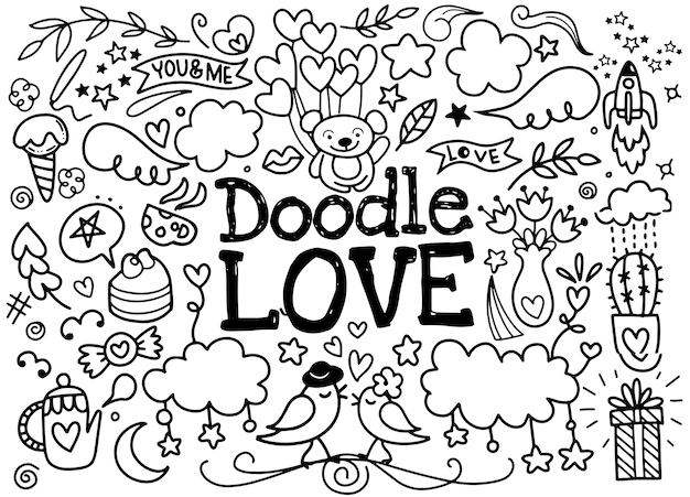 Premium Vector Cute Cartoon Vector Hand Drawn Doodle Love Illustration