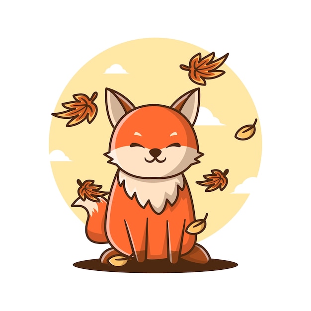 Premium Vector | Cute cartoon vector illustrations fox in autumn ...