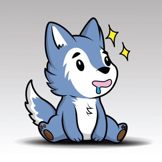 Cute cartoon wolf | Premium Vector