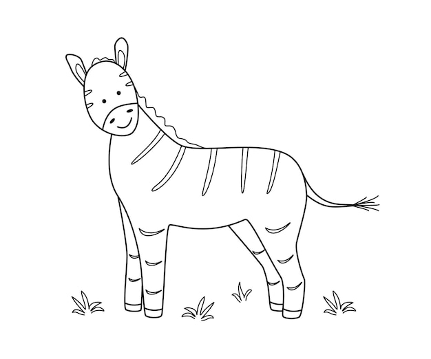 Premium Vector | Cute cartoon zebra, coloring book for kids. vector ...