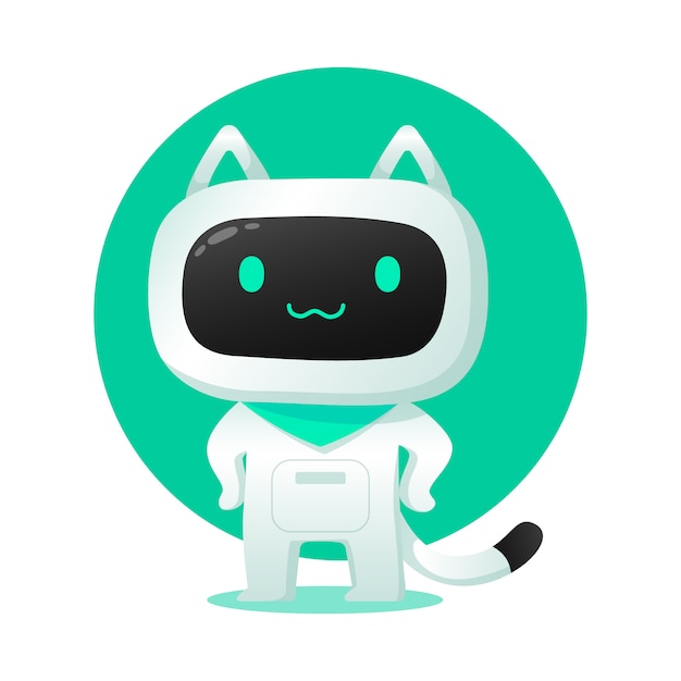 かわいい猫愛ロボットアシスタンスキャラクター用イラスト プレミアムベクター