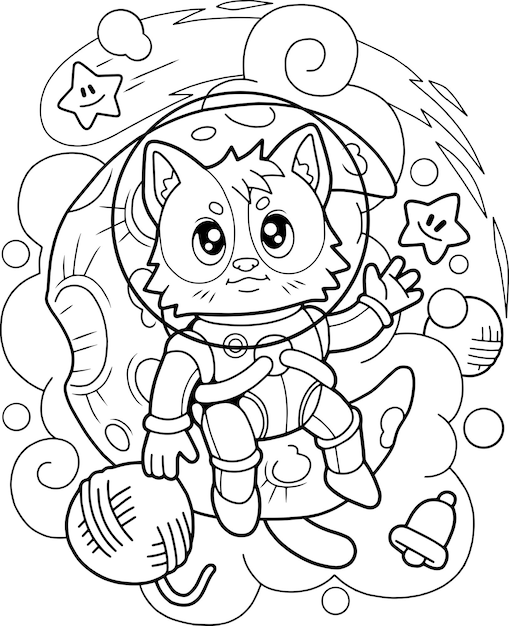 Premium Vector | Cute cat astronaut