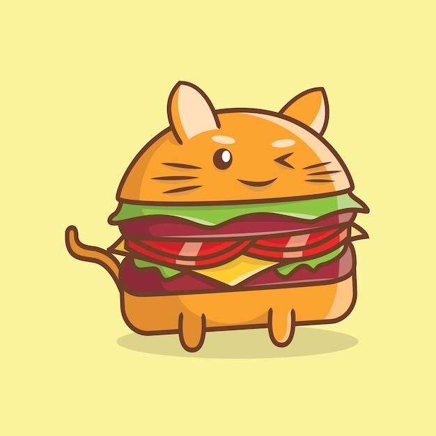 Premium Vector | Cute cat burger cartoon vector icon illustration logo ...