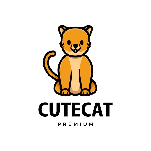 かわいい猫漫画のロゴアイコンイラスト プレミアムベクター