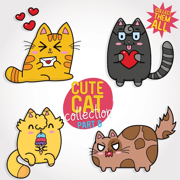 Premium Vector | Cute cat collection