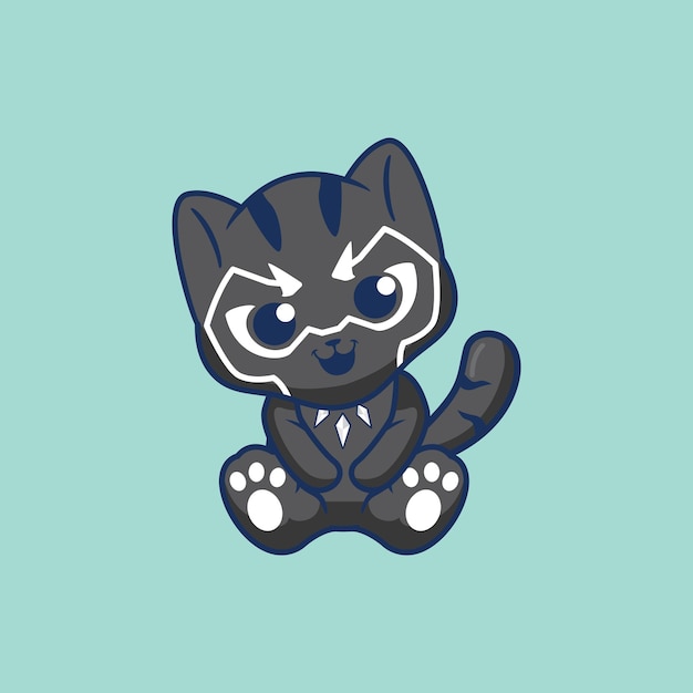 Premium Vector | Cute cat cosplay black panther cartoon vector illustration