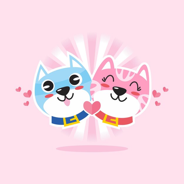 Premium Vector | Cute cat couple character cartoon illustration flat design