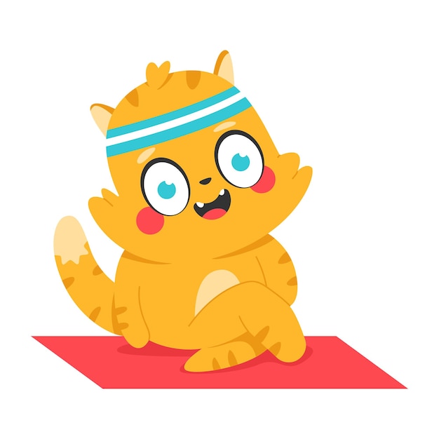 Premium Vector | Cute cat doing yoga exercise vector cartoon character ...