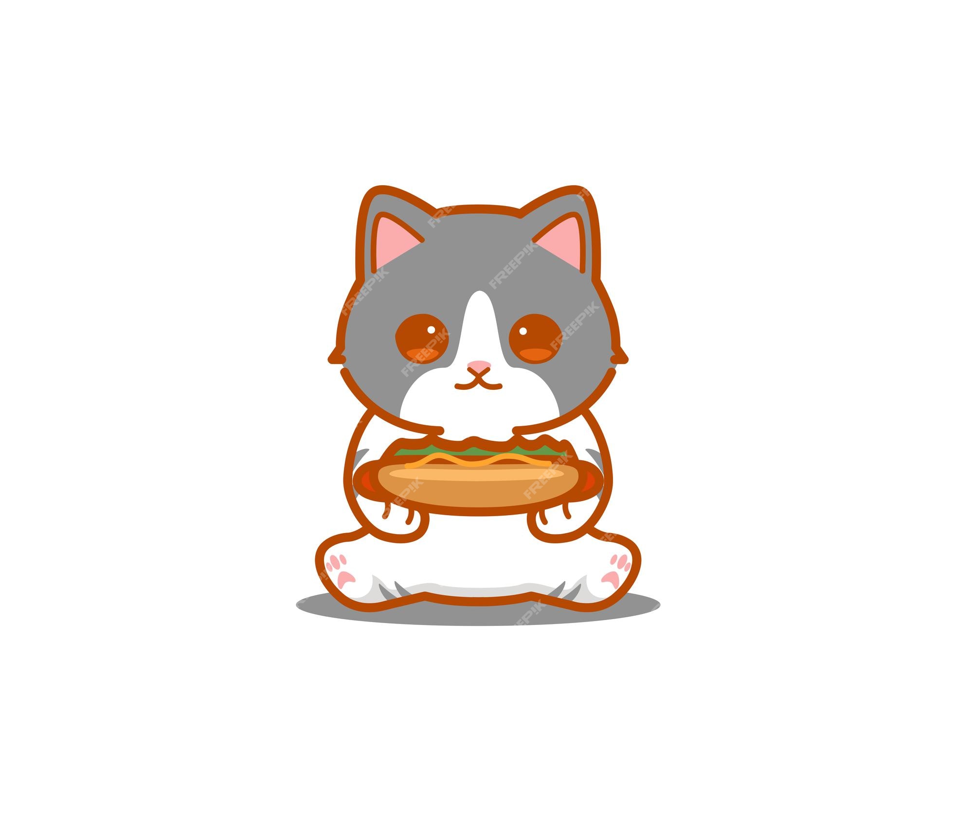 premium-vector-cute-cat-eating-hot-dog-cartoon