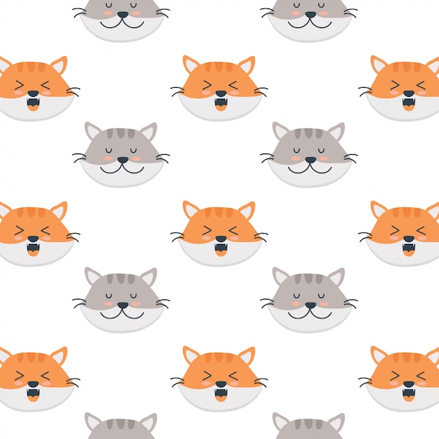 Premium Vector Cute cat face pattern