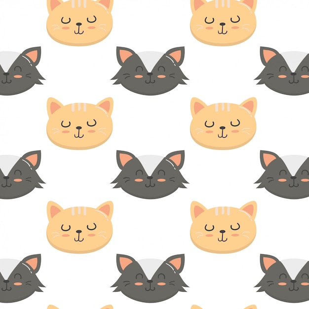 Premium Vector Cute cat face pattern