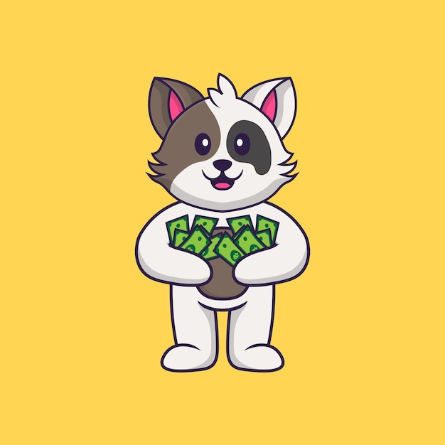 Premium Vector | Cute cat holding money. animal cartoon concept ...