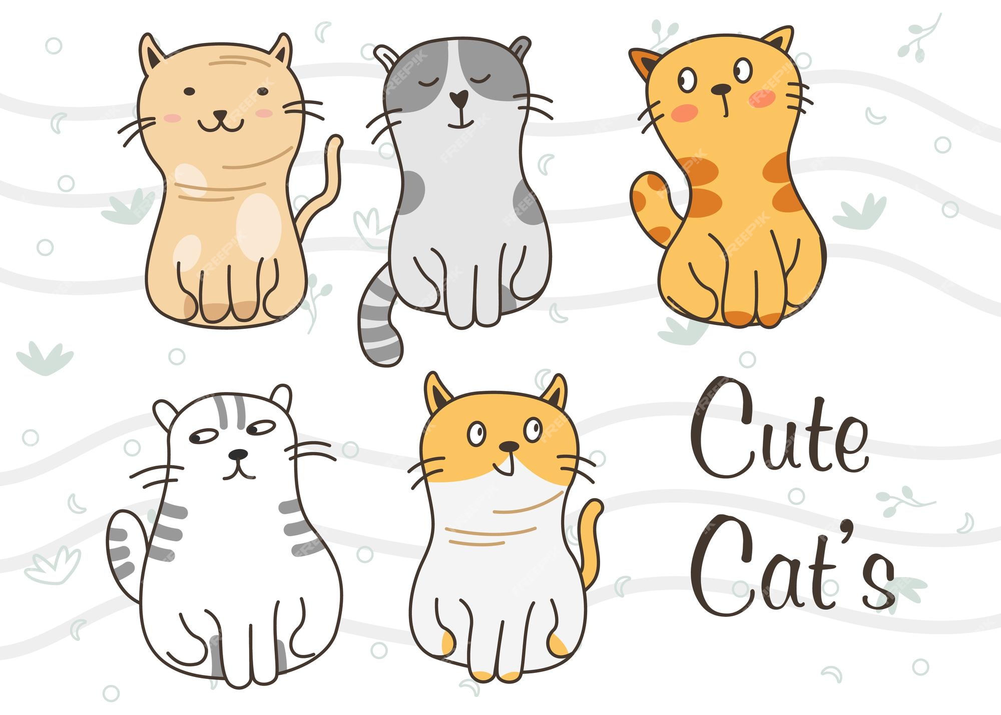 Premium Vector | Cute cat illustrations with various expressions