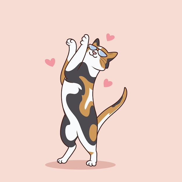 Premium Vector | Cute cat is dancing with charming expression