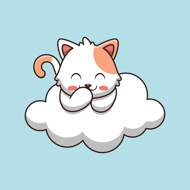 Premium Vector | Cute cat laughing on cloud cartoon illustration