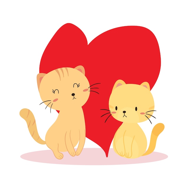 Premium Vector | Cute cat in love vector