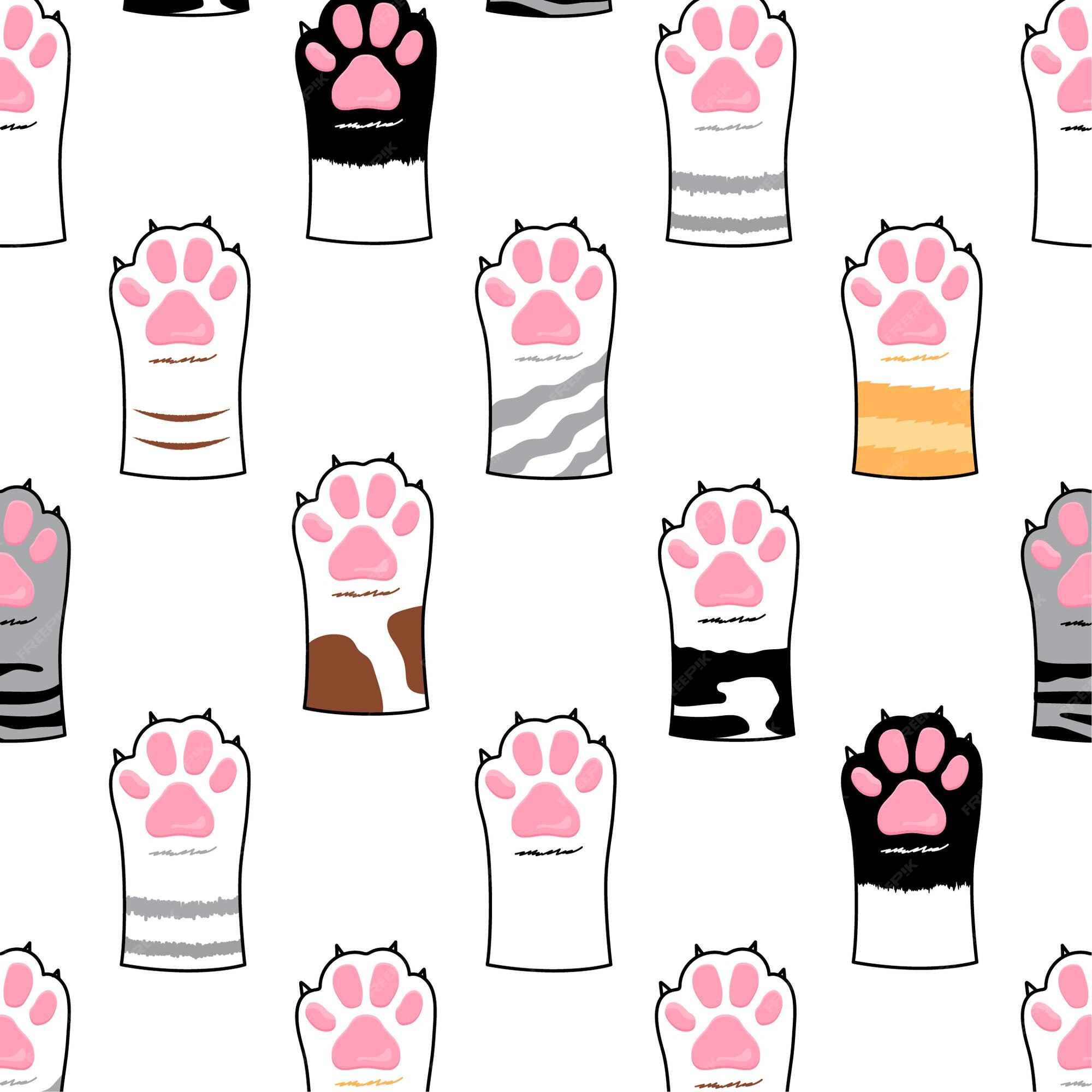 Premium Vector Cute Cat Paws Footprint Seamless Pattern 2578