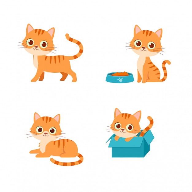 Download Premium Vector | Cute cat pet animal playing pose style ...