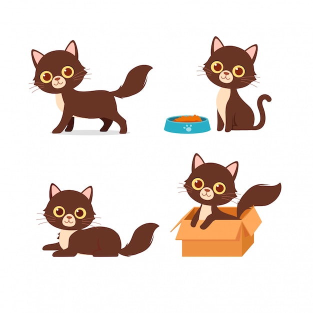 Download Premium Vector | Cute cat pet animal playing pose style ...