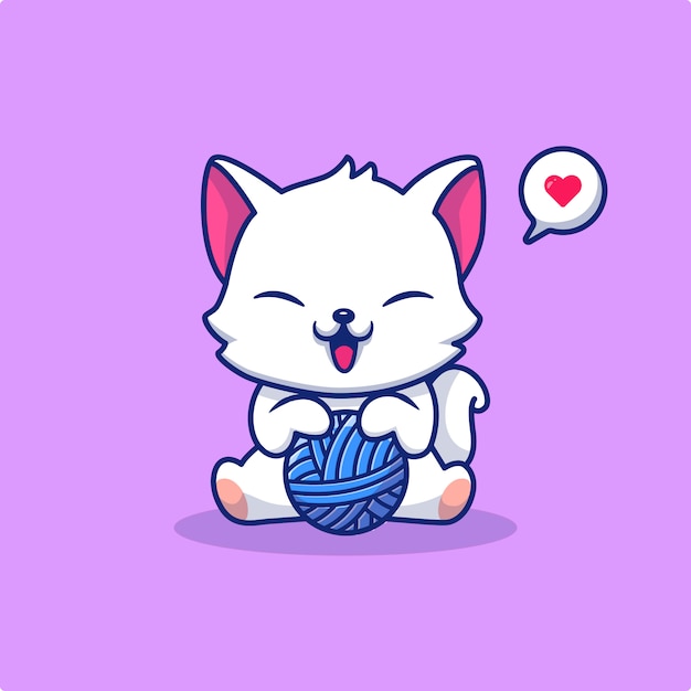 Premium Vector Cute cat playing yarn ball