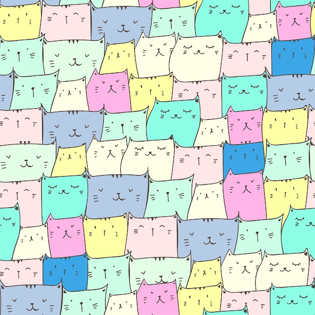 Cute cat seamless pattern background. Vector | Premium Download