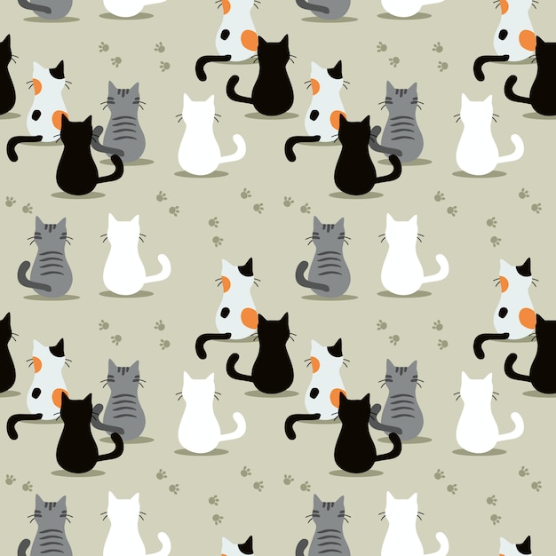 Premium Vector | Cute cat seamless pattern.