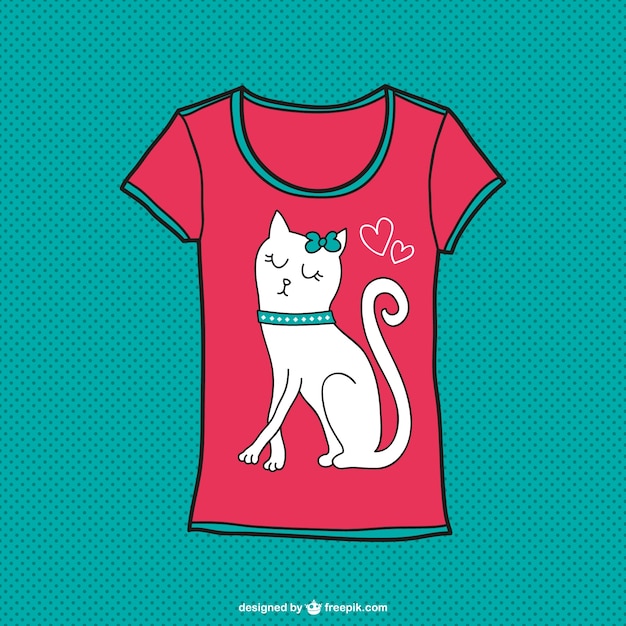 Download Cute cat t-shirt design Vector | Free Download