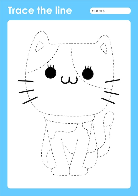 Premium Vector | Cute cat - tracing lines preschool worksheet for kids ...