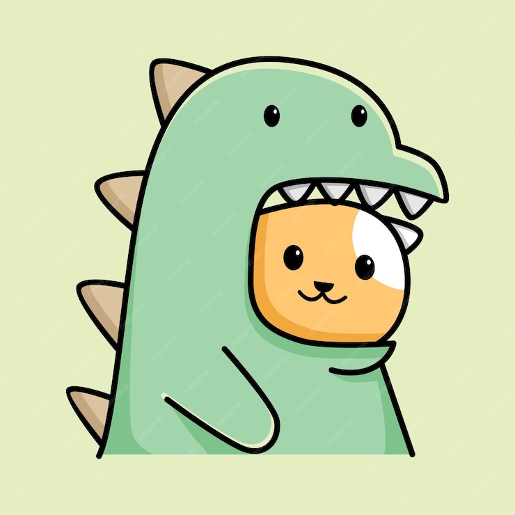 Premium Vector | Cute cat with dino costume cartoon design