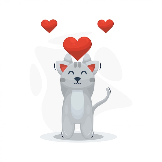 Premium Vector | Cute cat with love cartoon