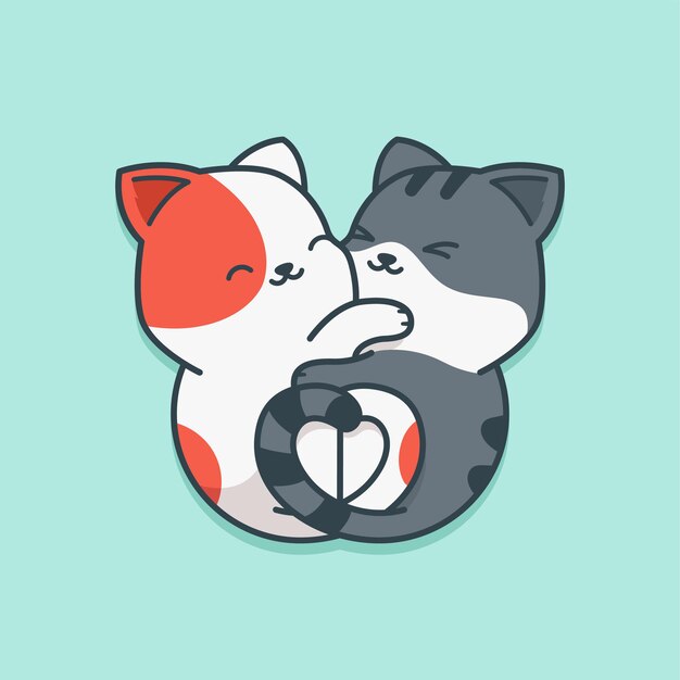 Premium Vector | Cute cat with love tail character