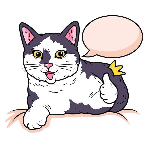 親指を立てる表情のかわいい猫 動物アイコンイラスト プレミアムベクター