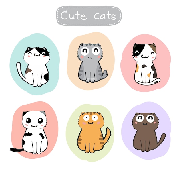 Premium Vector | Cute cats cartoon set vector