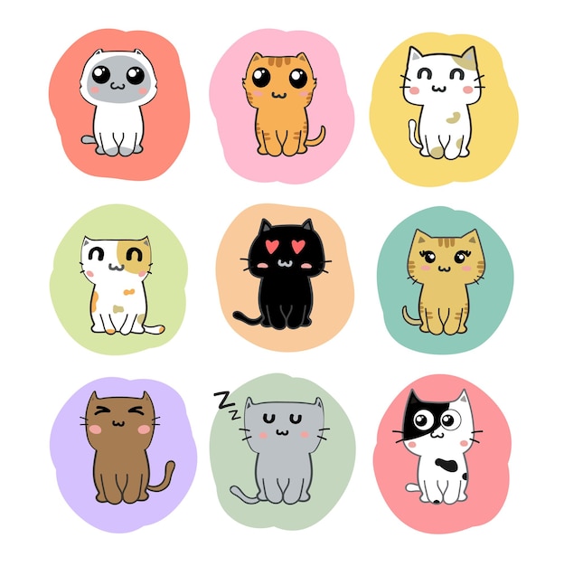 Premium Vector | Cute cats cartoon set vector