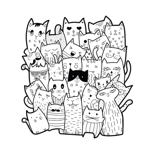 Premium Vector | Cute cats, doodle style.